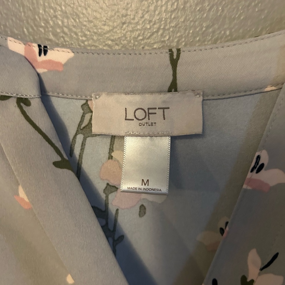 Loft Dress - gray long sleeve floral print pink/white cherry blossom - Picture 4 of 10